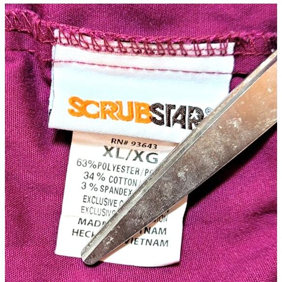 Scrub Star Scrubs Drawstring Pants WM049 Sz XL Wine Maroon Pockets Elastic Waist - Picture 6 of 6